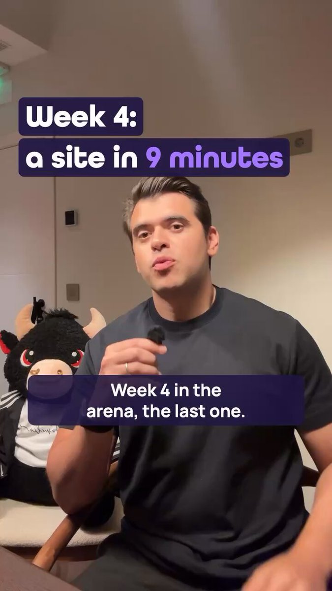 Alberto speaking to the camera in a vertical video titled Week 4, a site in 9 minutes.