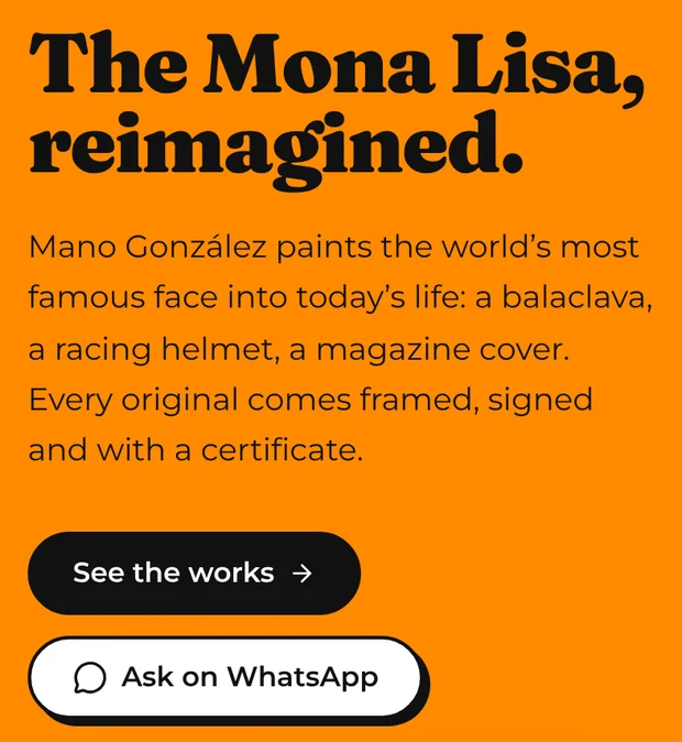 Screenshot of the website of the artist Mano González, made with Lida.